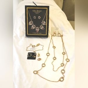 Gold-tone Glam Jewelry Bundle: New & Used - Cubic Zirconia, Rhinestones
